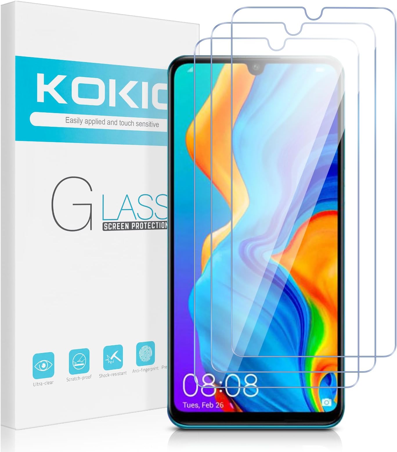 Huawei Mate 10 Pro Schutzfolie Ab Werk OMOTON [3 Stück Schutzfolie kompatible mit Huawei P30 Lite, 9H Härte