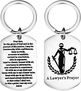 bobauna A Lawyer's Prayer Keychain Pray Justice Blind Lady of Justice Lawyer Gift For Lawyer Law Student