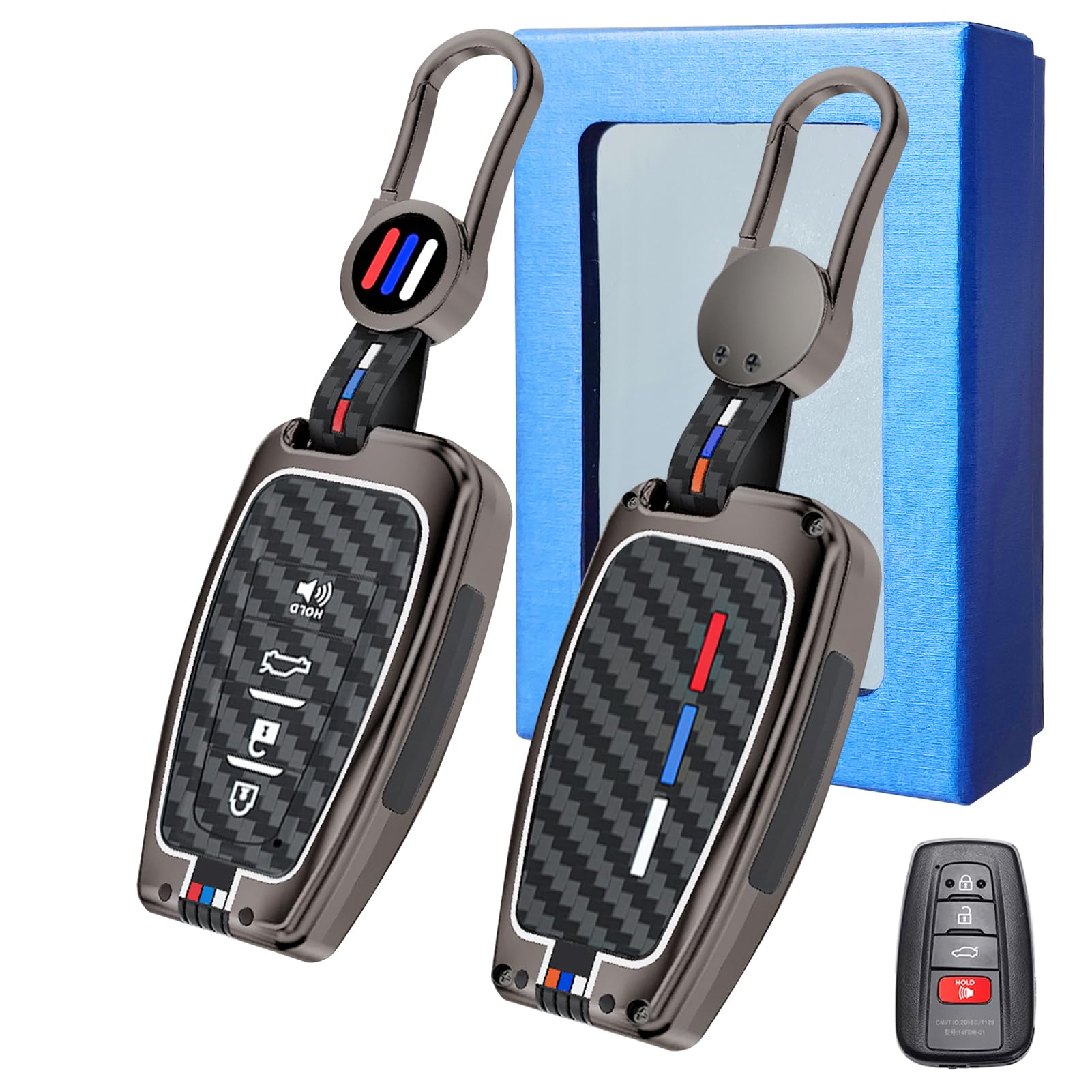 Yumzeco Compatible with Toyota Key Fob Cover,Key Case for 2020-2023 Highlander 2020-2024 RAV4 Camry 2019-2022 Avalon Corolla 2016-2022 Prius,Metal