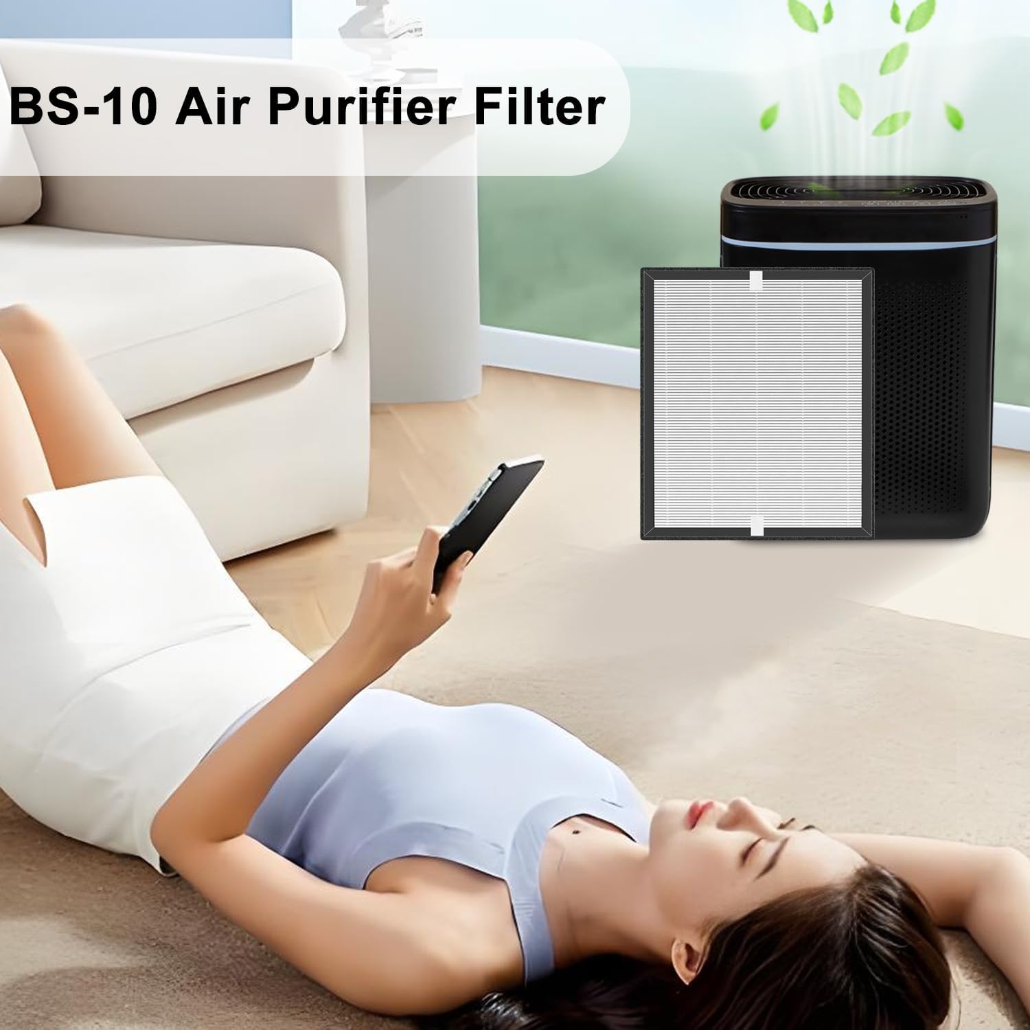 BS-10 Replacement Air Filter for Air Purifier,Compatible with PARTU BS-10 Air Purifier,3-Stage Filtration High-efficiency Activated carbon, 2-Pack