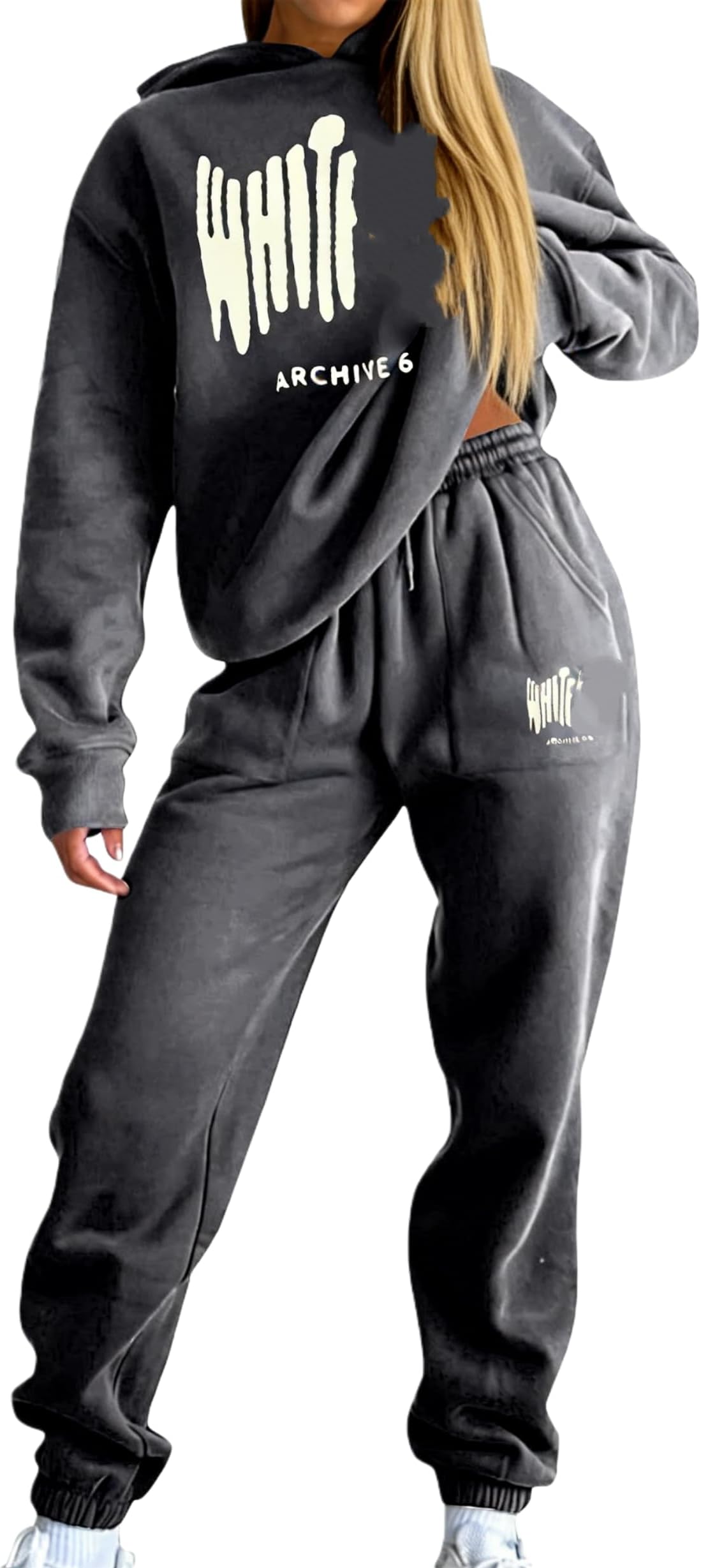 Tracksuit Womens Full Set Jogging Suits Hoodie Tracksuit Two Piece Outfit Oversized Sweatshirts Jogging Pants With Pockets Lounge Outfits Casual Co Ord Sets Gym Activewear Y2k Streetwear