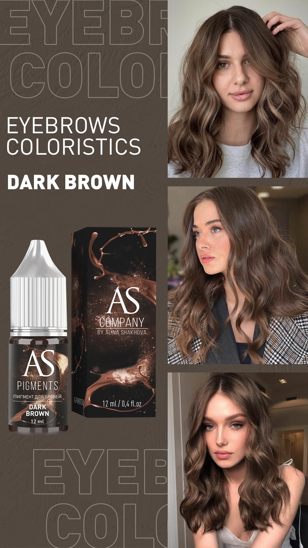 Pigmento trucco permanente sopracciglia Dark Brown 6 ml