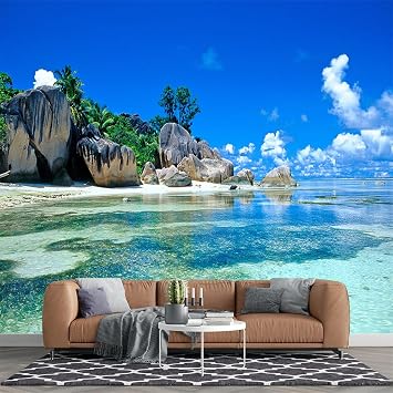 Rocky Beach Backdrop Wall Mural Ocean Beach Peel And Stick Wallpaper