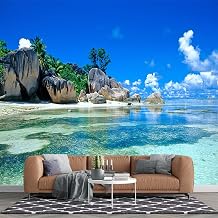 Custom Rocky Beach Wall Mural Tropical Ocean Beach Peel and Stick Wallpaper