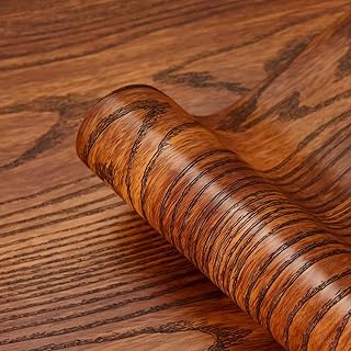 practicalWs 15.8 inch x 236 inch Brown Wood Peel and Stick Wallpaper, Wood Grain Contact Paper, Removable Wall Covering Decorative Wooden Grain Film Vinyl Decal Roll