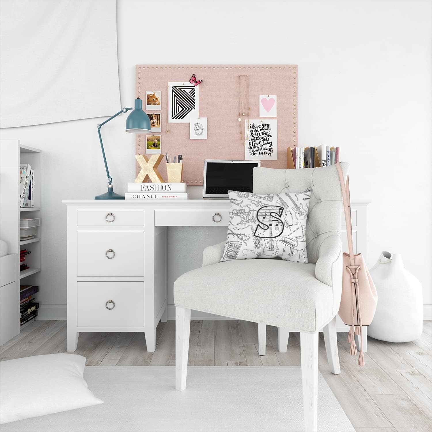 Caroline's Treasures CJ2007-SPW1414 Letter S Musical Note Letters Fabric Decorative Pillow 100% Machine Washable Pillow, Indoor or Outdoor Decorative Throw Pillow for Couch, Bed or Patio