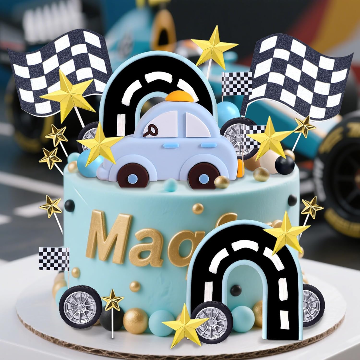 Racing Car Cake Decoratie - Cake Topper - Verjaardag - Verjaardagstaart Racing Car Cake Decoratie - Cake Topper - Verjaardag - Verjaardagstaart
