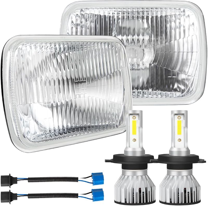 Conjunto de faróis quadrados H6054 7x6 pol. IHNZCB com lâmpadas H4/9003 – Par