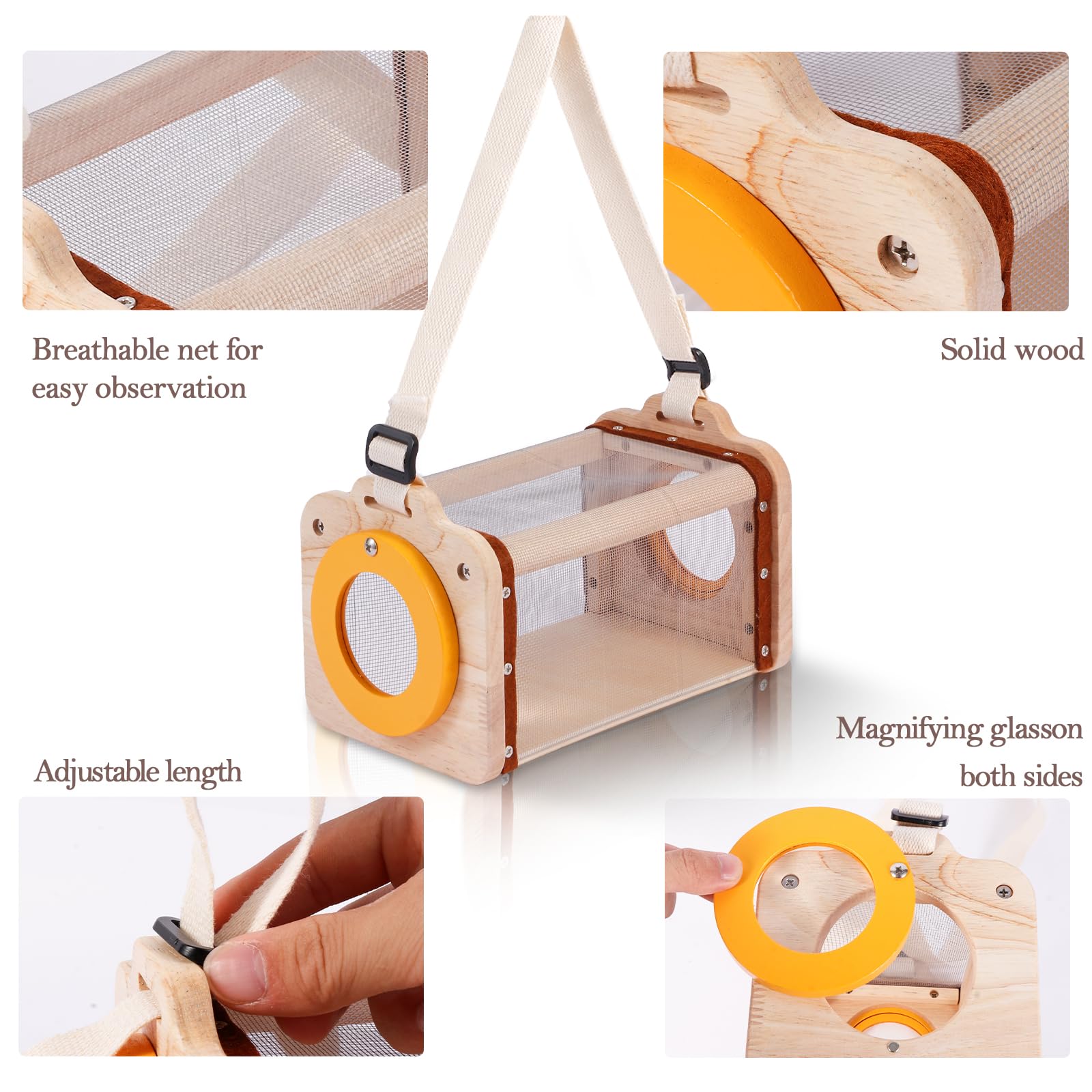 Astarama Kit acchiappa-Insetti in Legno per Bambini, 11 Pezzi Set da Esploratore con retino per Farfalle, Lente d'Ingrandimento, Habitat per Insetti, binocolo, Bussola, per Cortile e Campeggio