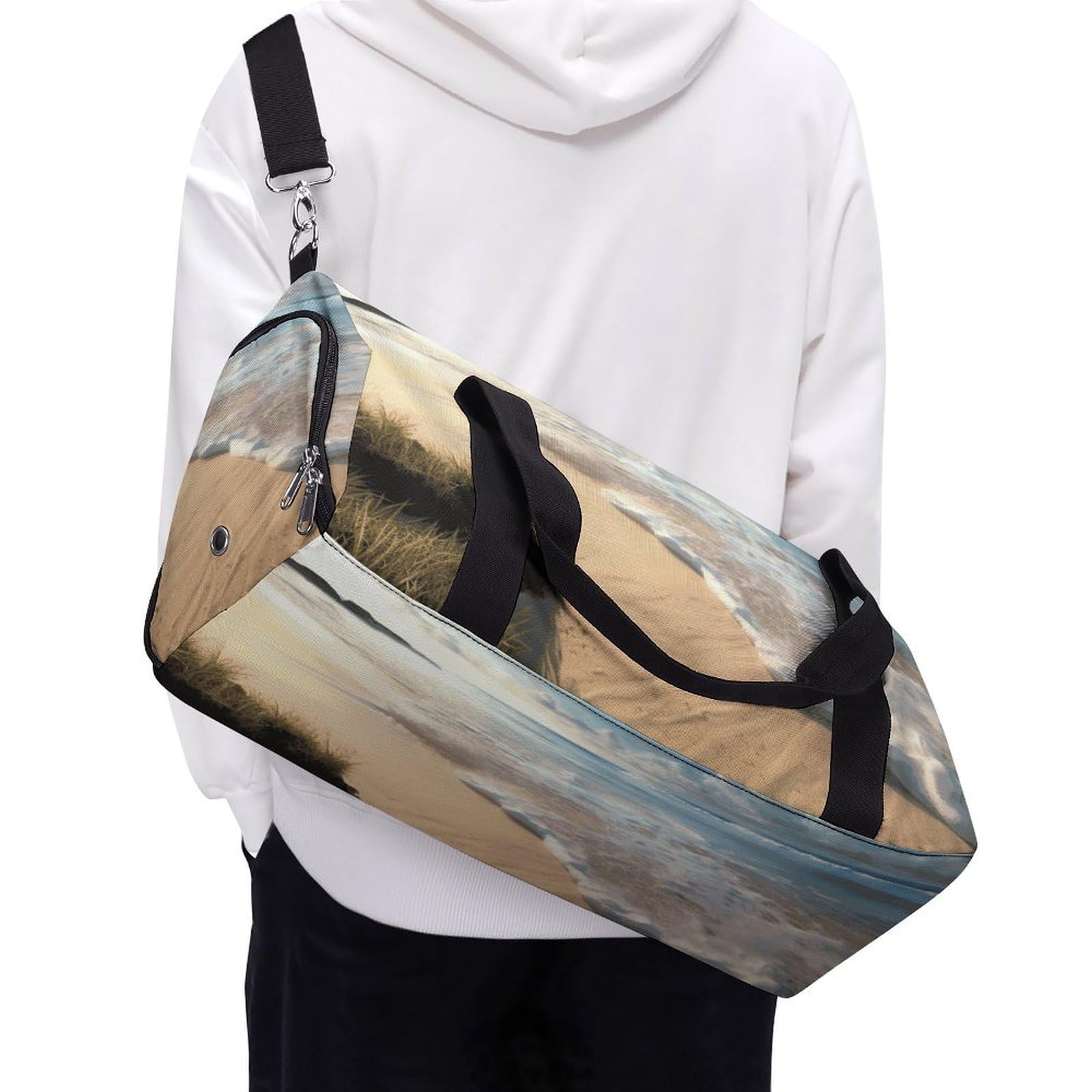 Serene Coastal - Bolsa de gimnasio ligera, bolsa de viaje con compartimento para zapatos, bolsa de gimnasio para mujer, para pasar la noche, fin de semana, yoga, gimnasio, viajes de negocios, deportes