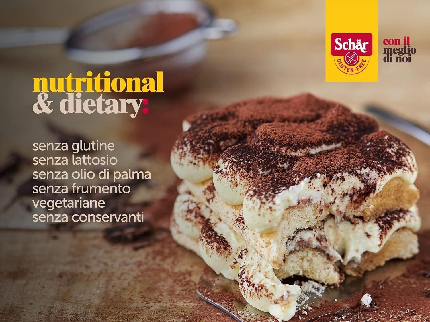 Paquete de 10 galletas sin gluten Savoiardi de 200 g + llavero Beni Culinari