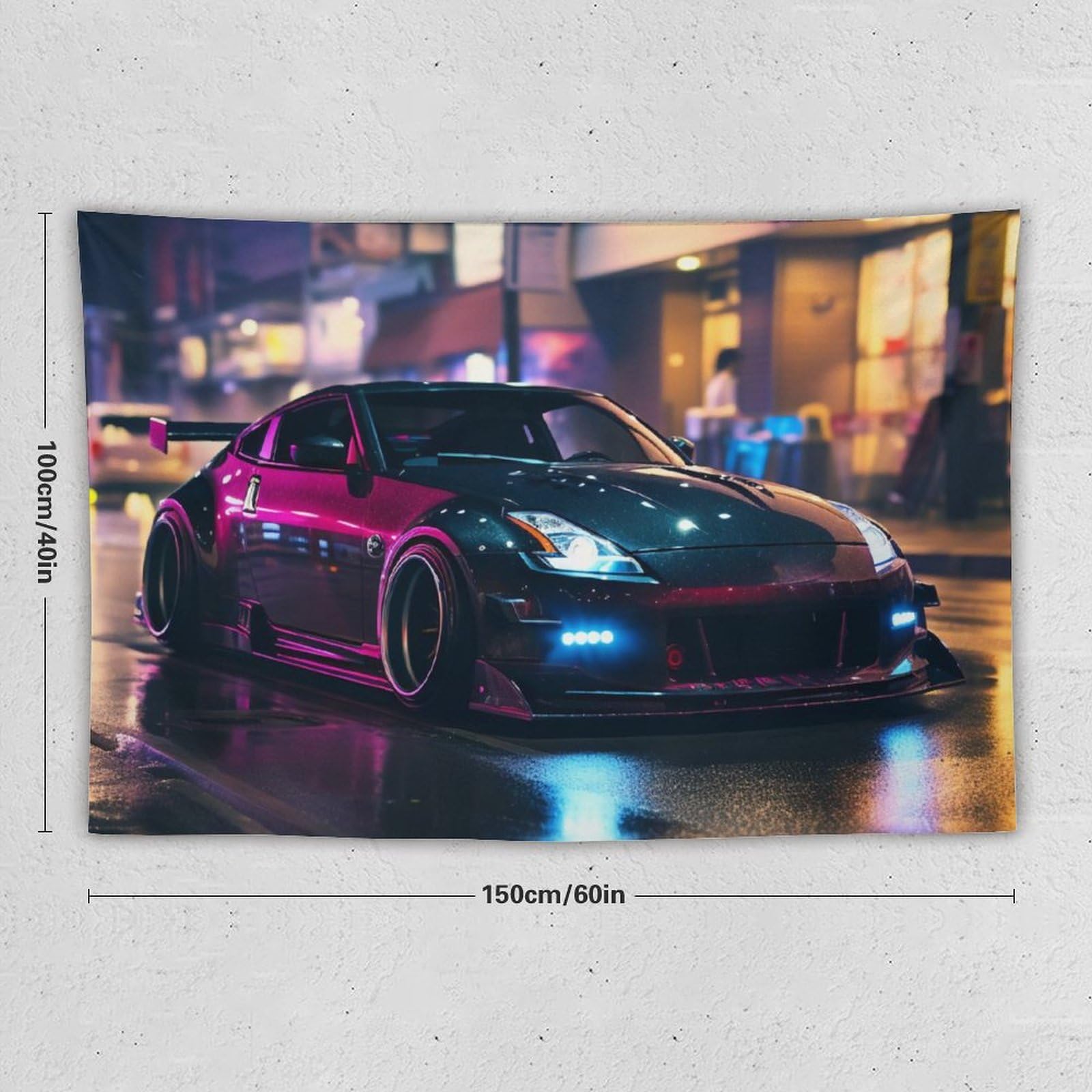 Wandteppich JDM Auto R32 – 101,6 X 152,4 Cm, Schwarzes Auto Design, Polyester, Für Wohnzimmer & Schlafzimmer