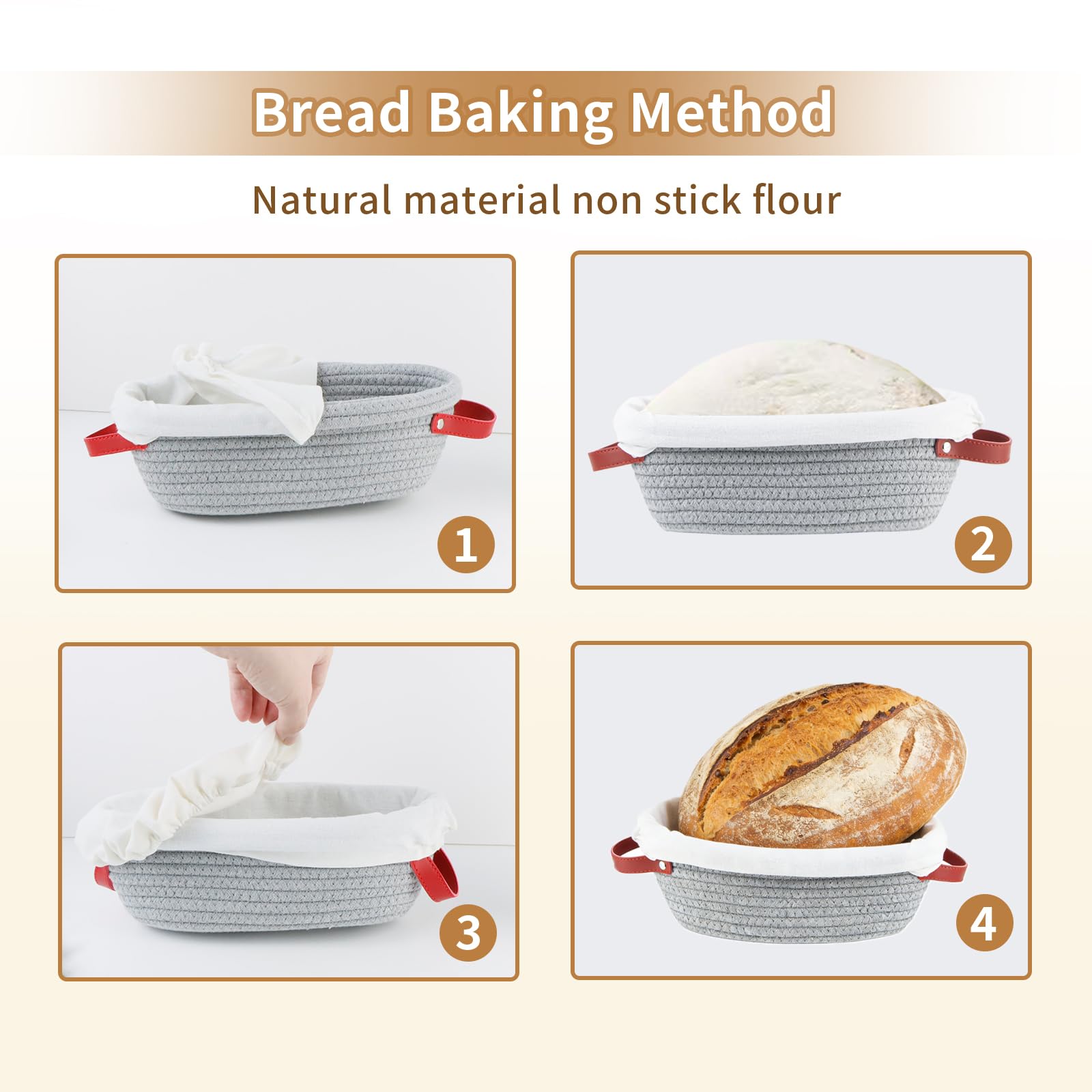Banneton pour pain - panier de fermentation, ensemble de 2 corbeilles à pain (ovale et rond) - pour boulangers, épouses et mères - cuisson du pain