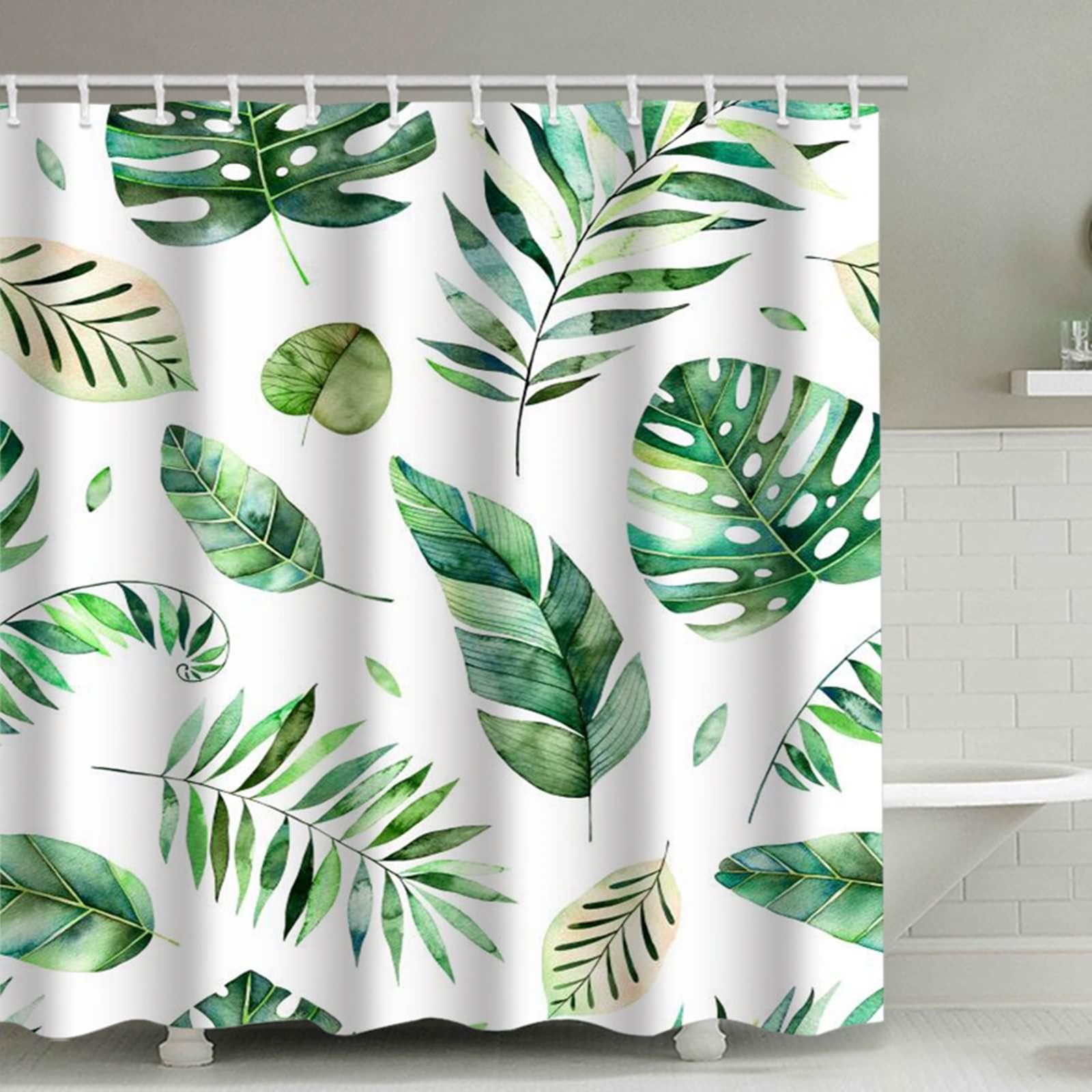 Rideau de douche imperméable motif tropical anti éclaboussures