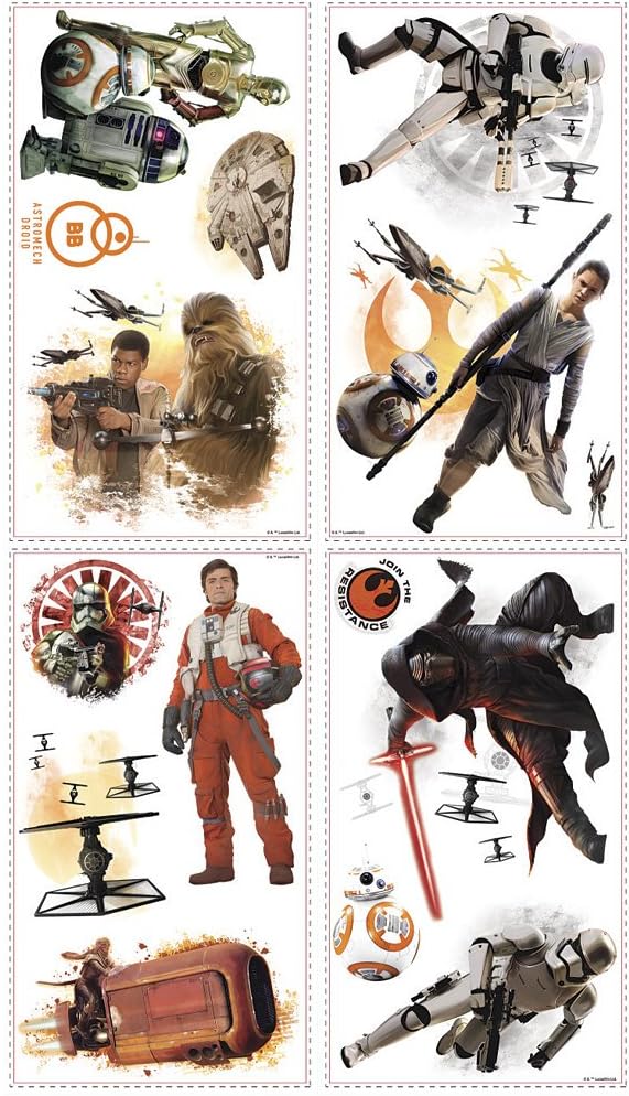 Star Wars Roommates The Force Awakens Ep Vii Ensemble Cast Wall Decal, Multi-Colour, Rmk3010Scs