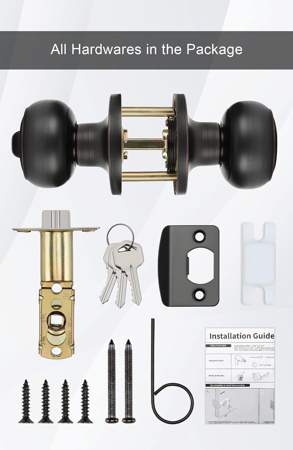 Goldenwarm Entry Door Knobs Bronze, Keyed-Alike Door Knobs with Lock and Key, Oil-Rubbed Bronze Entry Door Knob, Exterior Locking Door Knob with Keys(3 Pack)