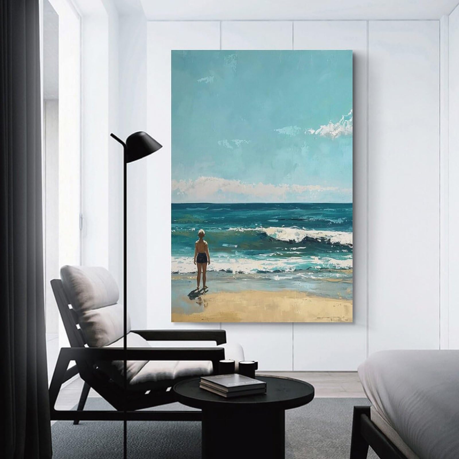 Junmoney Seaside Serenity Wall Art Print, 20x30inch(50x75cm), for Entrance Spaces, Stair Walls Or Halls, Home Artwork for First Impressions