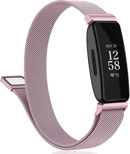 Amzpas Bandas compatibles con Fitbit Inspire 2 bandas para mujeres y hombres, correa de malla de acero inoxidable ajustable magnética de repuesto