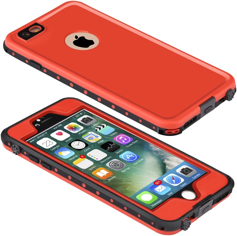 ImpactStrong iPhone 6 Waterproof Case [Fingerprint ID Compatible] Slim Full Body Protection for Apple iPhone 6 / 6s (4.7") - Red