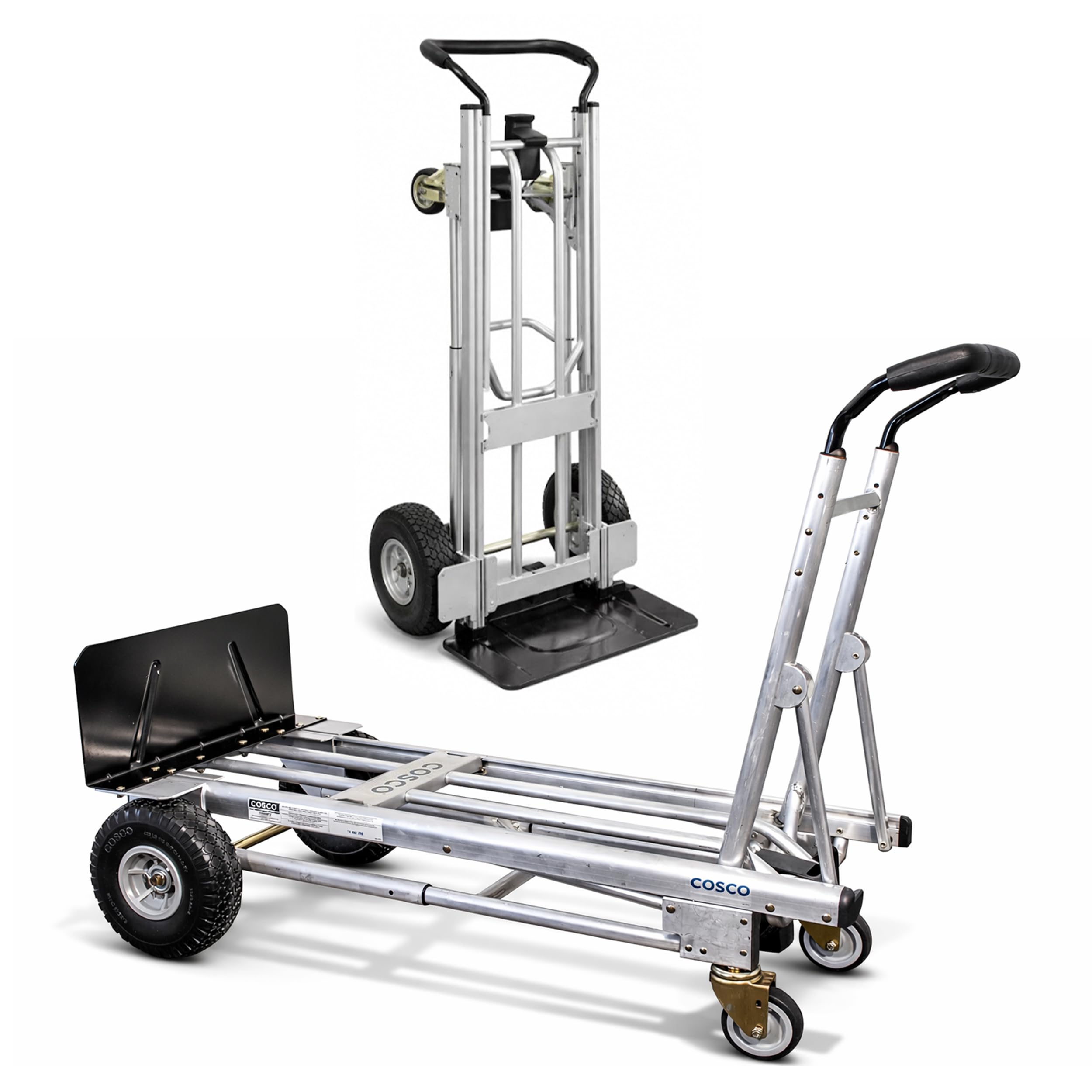 Jumbo 3 en 1 Multi Aluminio Carretilla | hasta 450 kg | Carro de transporte pesado | Ruedas grandes | Mango ergonómico | Transporte | Carretilla de mano | Cosco | Carretilla apilable | Multifuncional