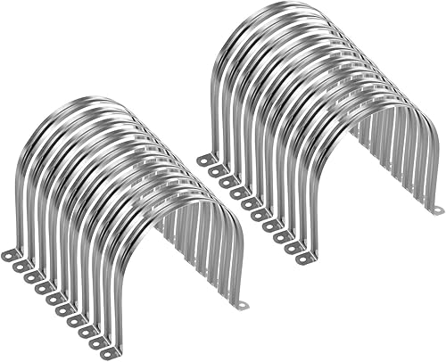 Miniatura 46 de HARFINGTON 10 abrazaderas de conducto de 3/16 pulgadas de 0.197 in, abrazadera de tubo M5 U, correa de tubo rígida de acero inoxidable, soporte