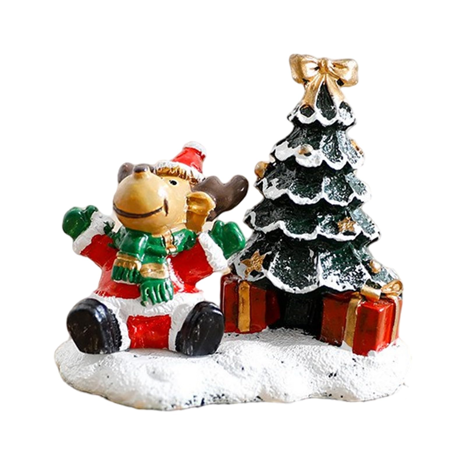 Hsioluted Christmas Cottage Ornament Snowman/Deer/Santa Village Shelf Display Decoration Miniature Landscape Centerpiece Tabletop Christmas Village Collectible