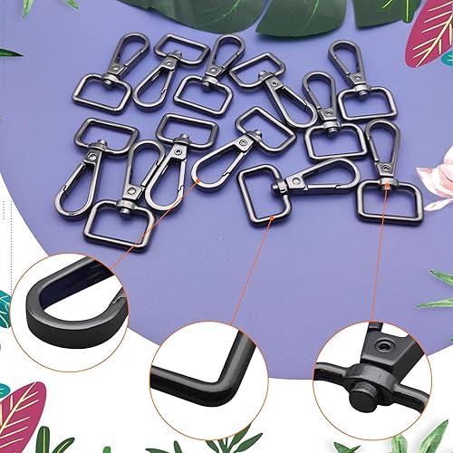 Miniatura 4 de 12 piezas de 34 pulgadas de diámetro interior con anillo en D giratorio para manualidades, gancho giratorio de metal para llavero, broches