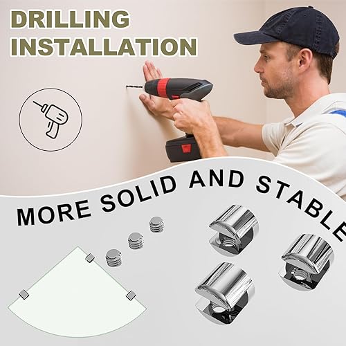 Miniatura 6 de Paquete de 2 estantes de ducha de esquina de vidrio, estante de pared para baño, vidrio templado de 516 pulgadas, organizador de ducha, soporte para