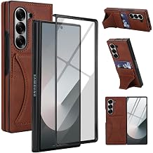 Phone Case for Samsung Galaxy Z Fold 7 Wallet Cover with Screen and Camera Protection Crossbody Lanyard Strap Credit Card Holder Slot Stand Cell leather ZFold Z7 G Fold7 7Z Women Men Girls Brown