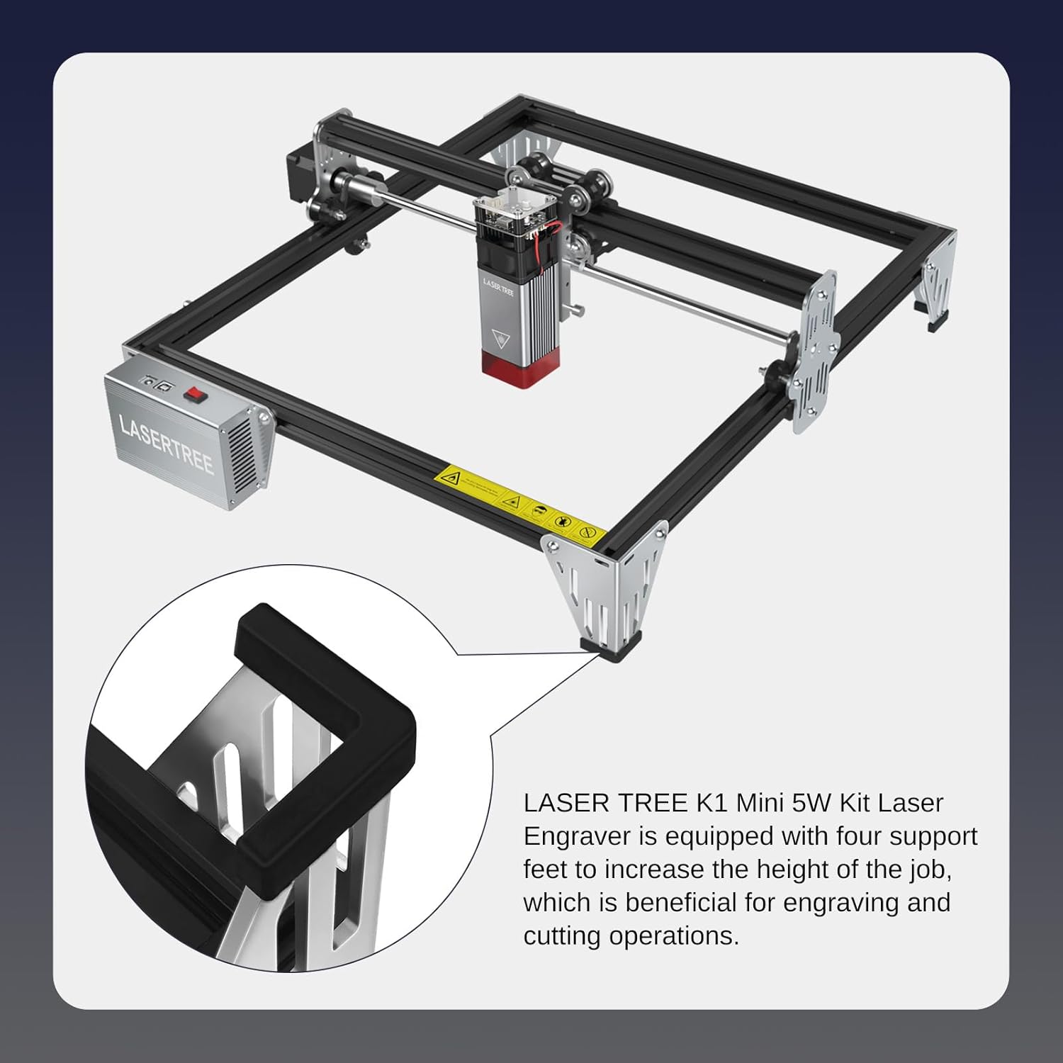 Laser Engraver, LASER TREE 5W High Precision Laser Engraving Machine, Eye Protection, Work Area 12 * 12 inches, Laser Engraver for Wood and Metal, Acrylic, Leather Class 4，5000mW