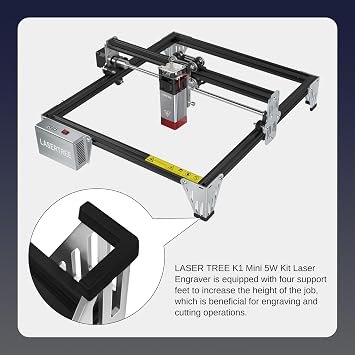 LASER TREE 5W Laser Engraver, 5000mW High Precision Laser Engraving Machine, Eye Protection, 1212 Work Area, Class 4 Laser for Wood, Acrylic, Leather DIY Craft