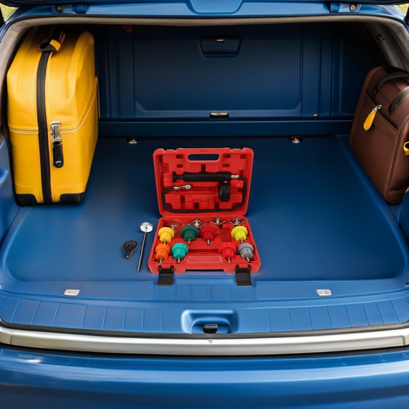 Kit Tester Pressione Radiatore per Auto e Sistema di Raffreddamento, Strumento di Rilevamento Perdite in Metallo e Plastica, Facile da Usare per Professionisti e Appassionati