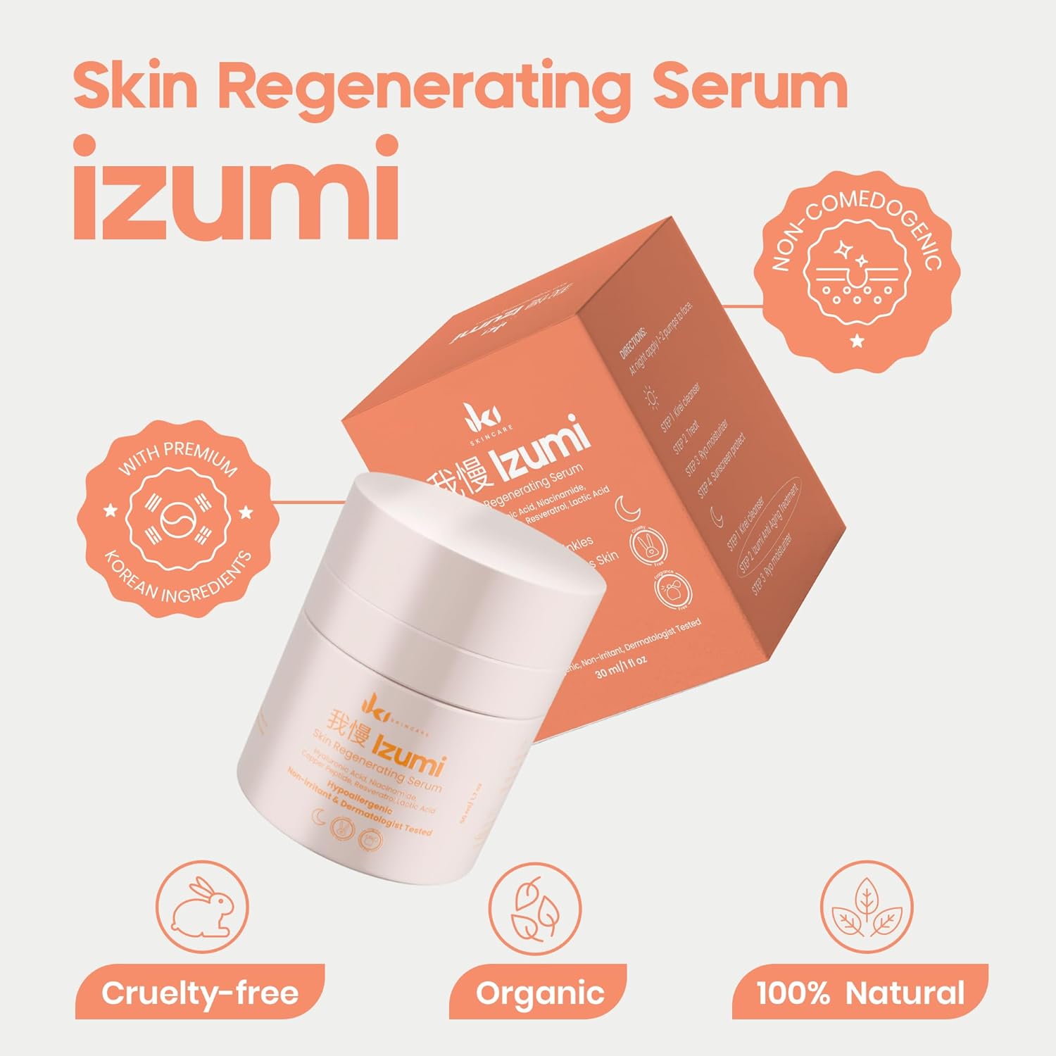 IKI Izumi Anti-Aging Serum - Hyaluronic Acid, Resveratrol, and Niacinamide Serum to Reduce Wrinkles, Boost Collagen, Deep Hydration, Non-Greasy, Year-Round Skincare for All Skin Types - Image 2
