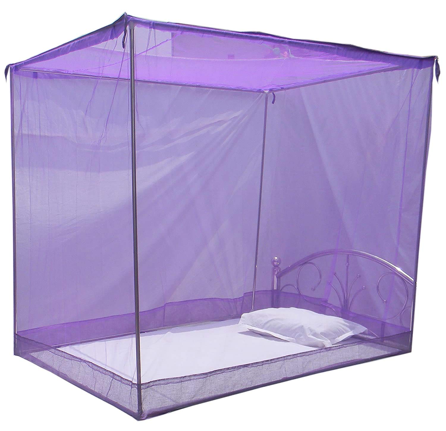 Shahji Creation Single Bed Cotton Edge Traditional Mosquito Net (Violet, 4x6 ft)-image-40