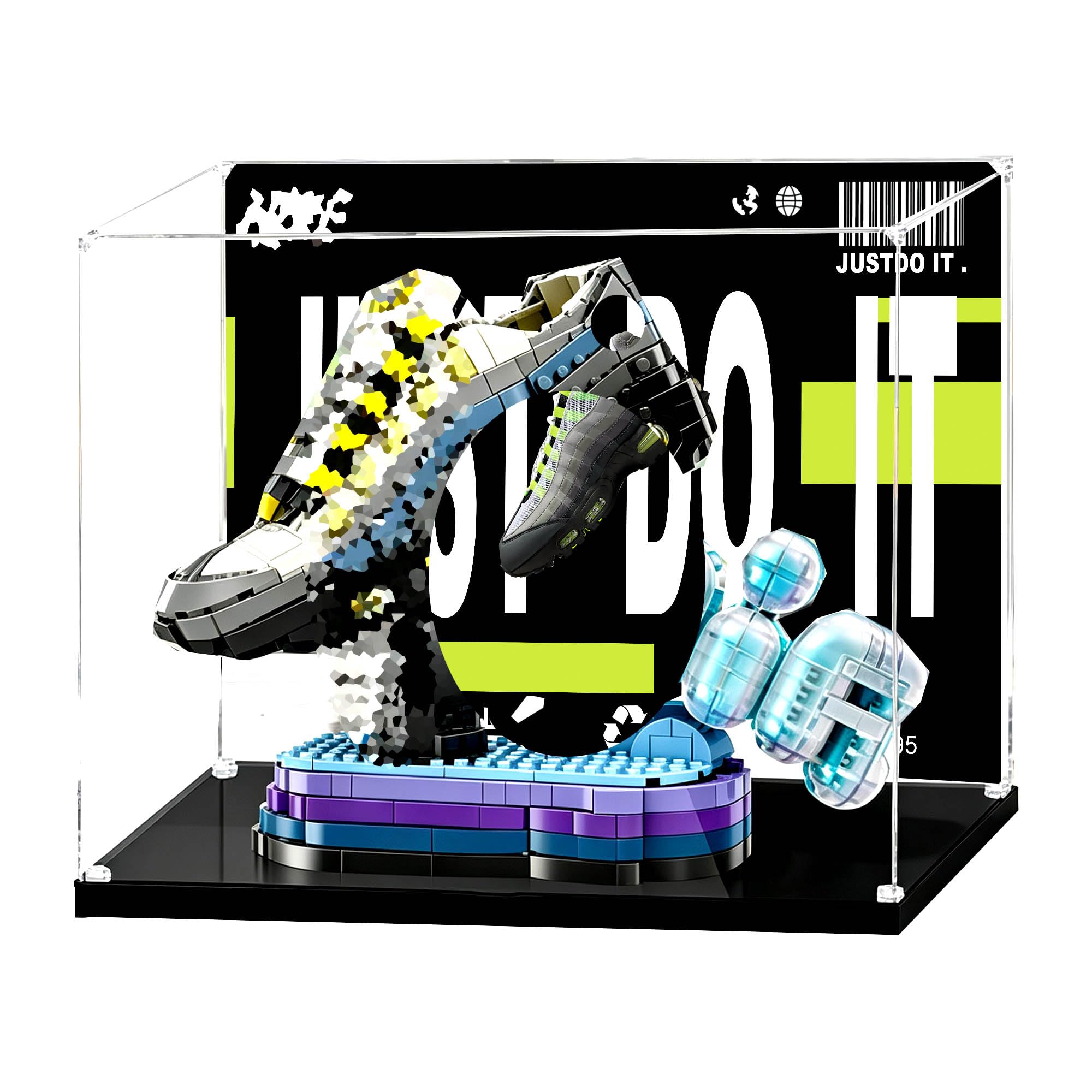 Ddxmml Background C Dustproof Clear Showcase, Fits For Le-Go 43025 Sneakers Sets (Background C)