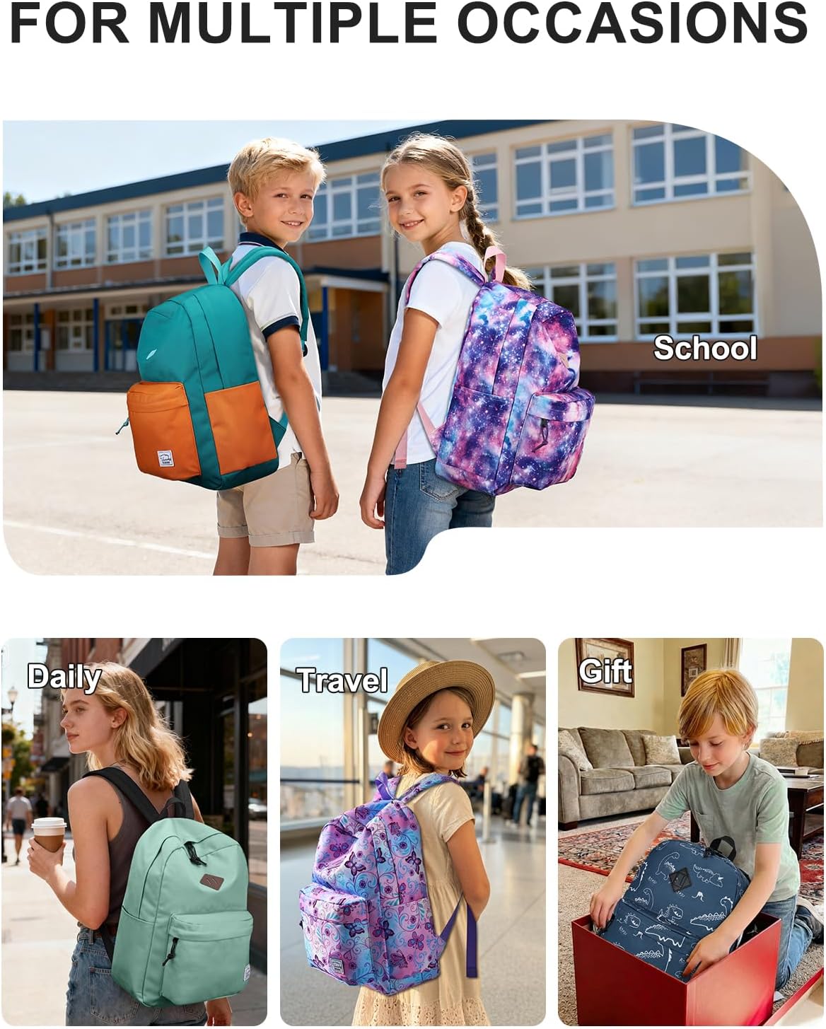 VASCHY Backpack for School, Lightweight Water Resistant Bookbag Casual Daypack for Middle School Teen Girls Pink Galaxy - Image 7