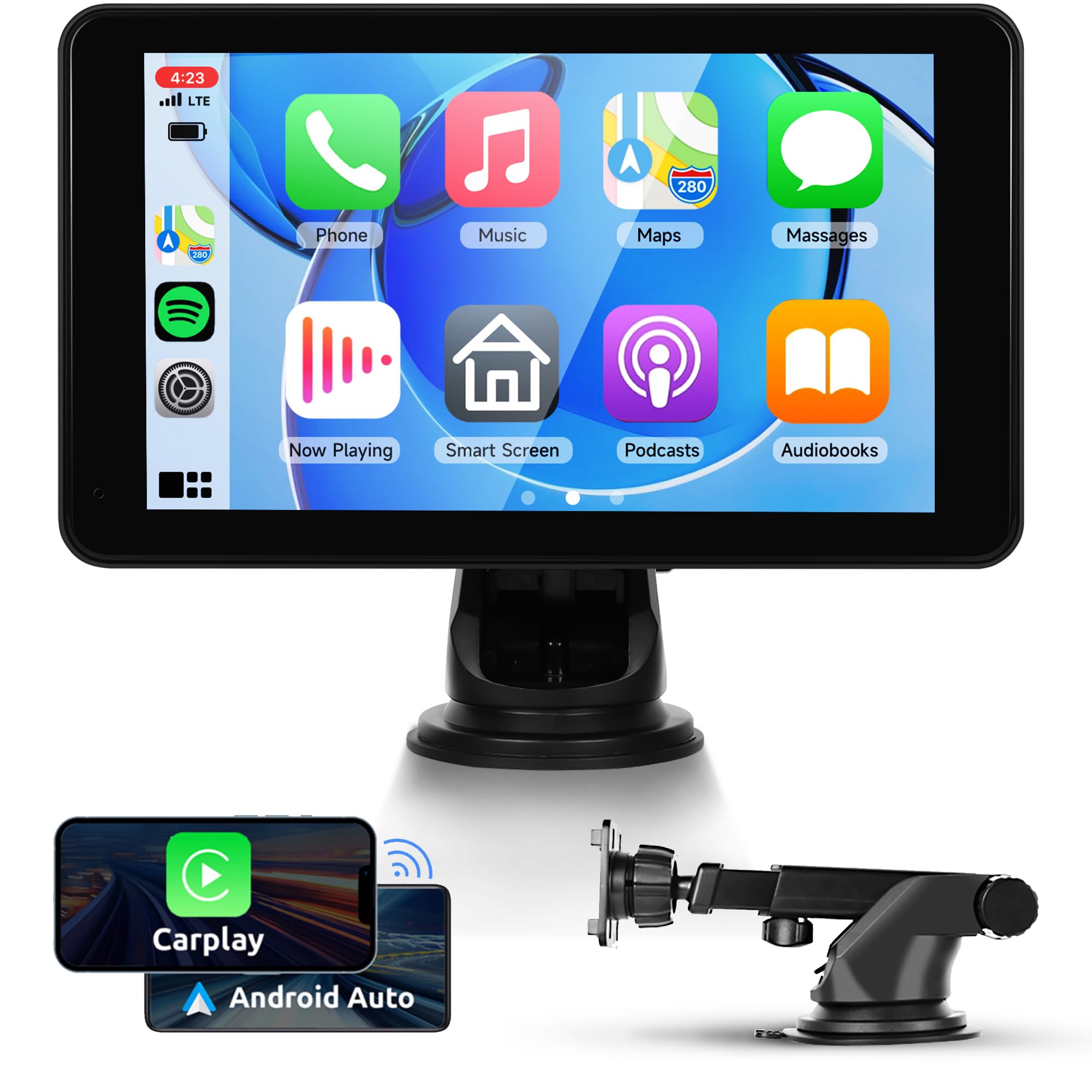 CarPlay inalámbrico de 7 pulgadas, compatible con Android Auto Bluetooth Airplay para coches, pantalla portátil CarPlay Android Auto
