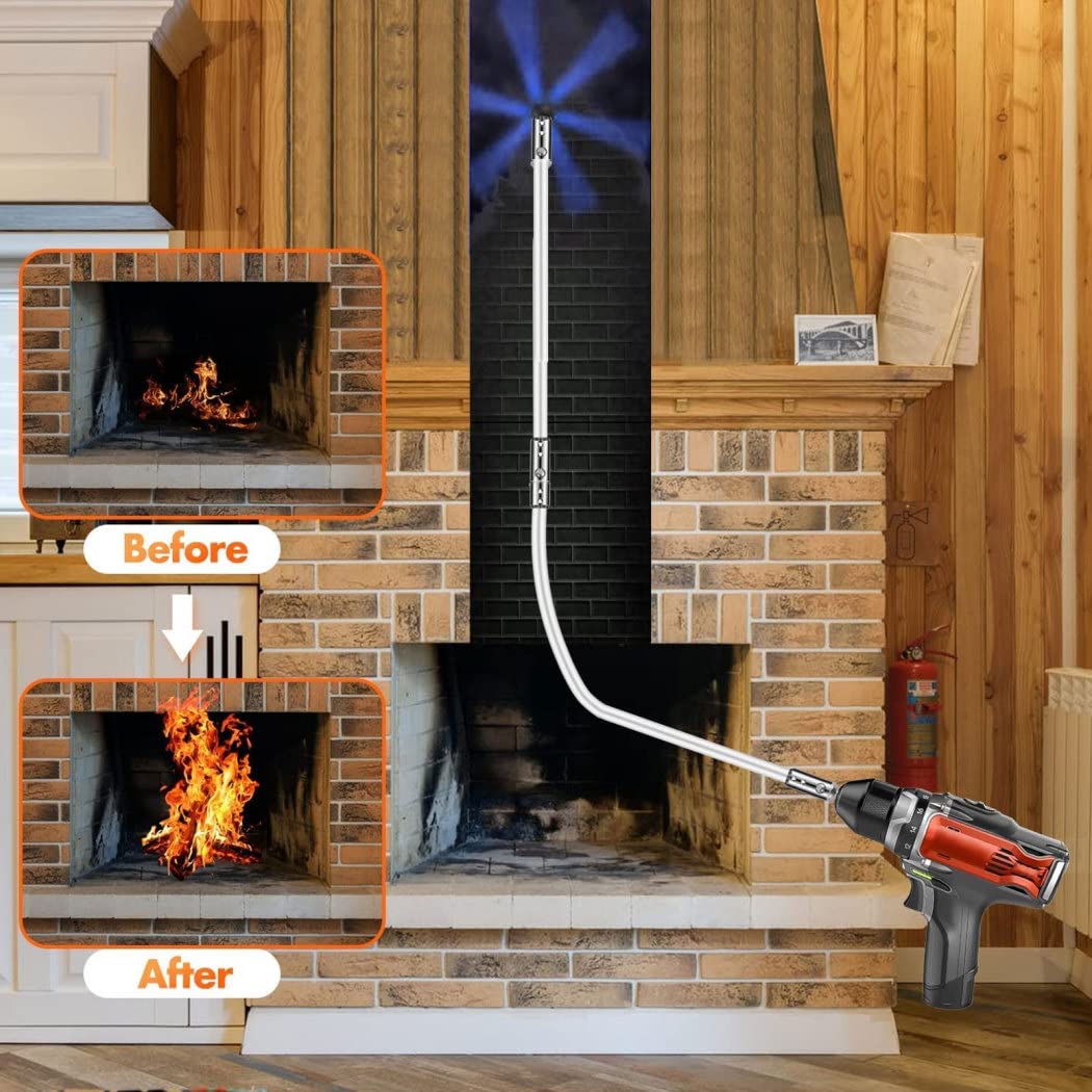 Kit de Deshollinador con Varilla Flexible de Nailon y Cabezal de Cepillo, Kit de Cepillo de Chimenea como la Industria Mecánica para Dividir Tuercas, 10m