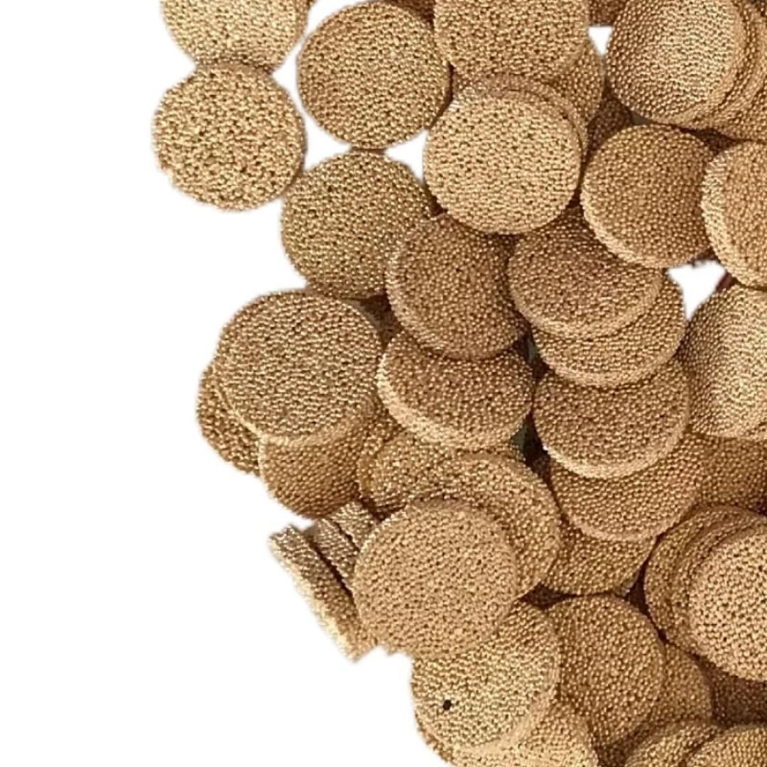 5 szt. spiekanych filtrów z proszkiem miedzianym – rozmiar do dostosowania, grubość 2 mm, filtracja 5–100 µm(44mm)