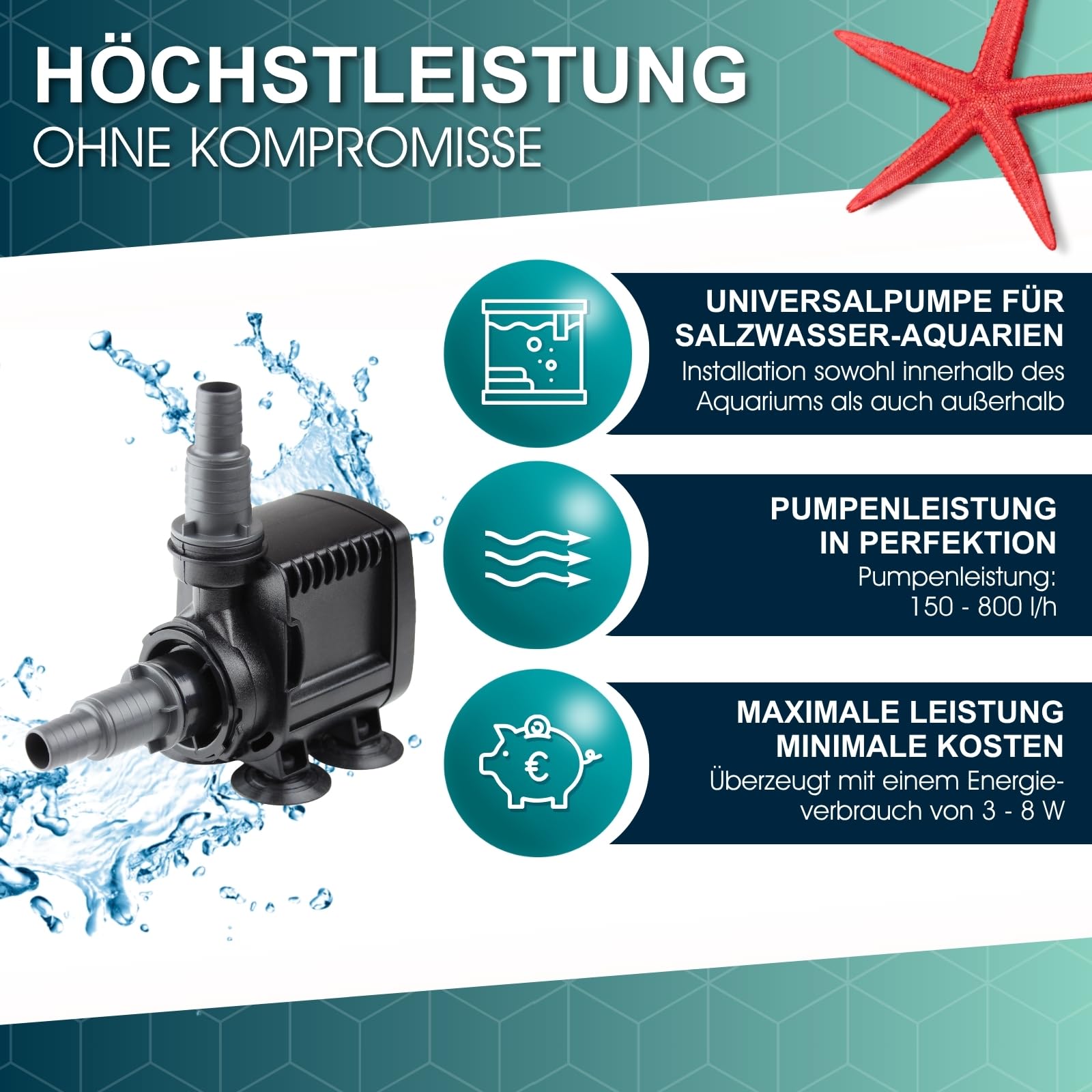 TUNZE Rückförderpumpe Silence I Energieeffiziente Aquarienpumpe für Meer- und Süßwasseraquarien I leise & kraftvolle Aquarium Pumpe mit geringem Energieverbrauch I Hochwertige Universalpumpe