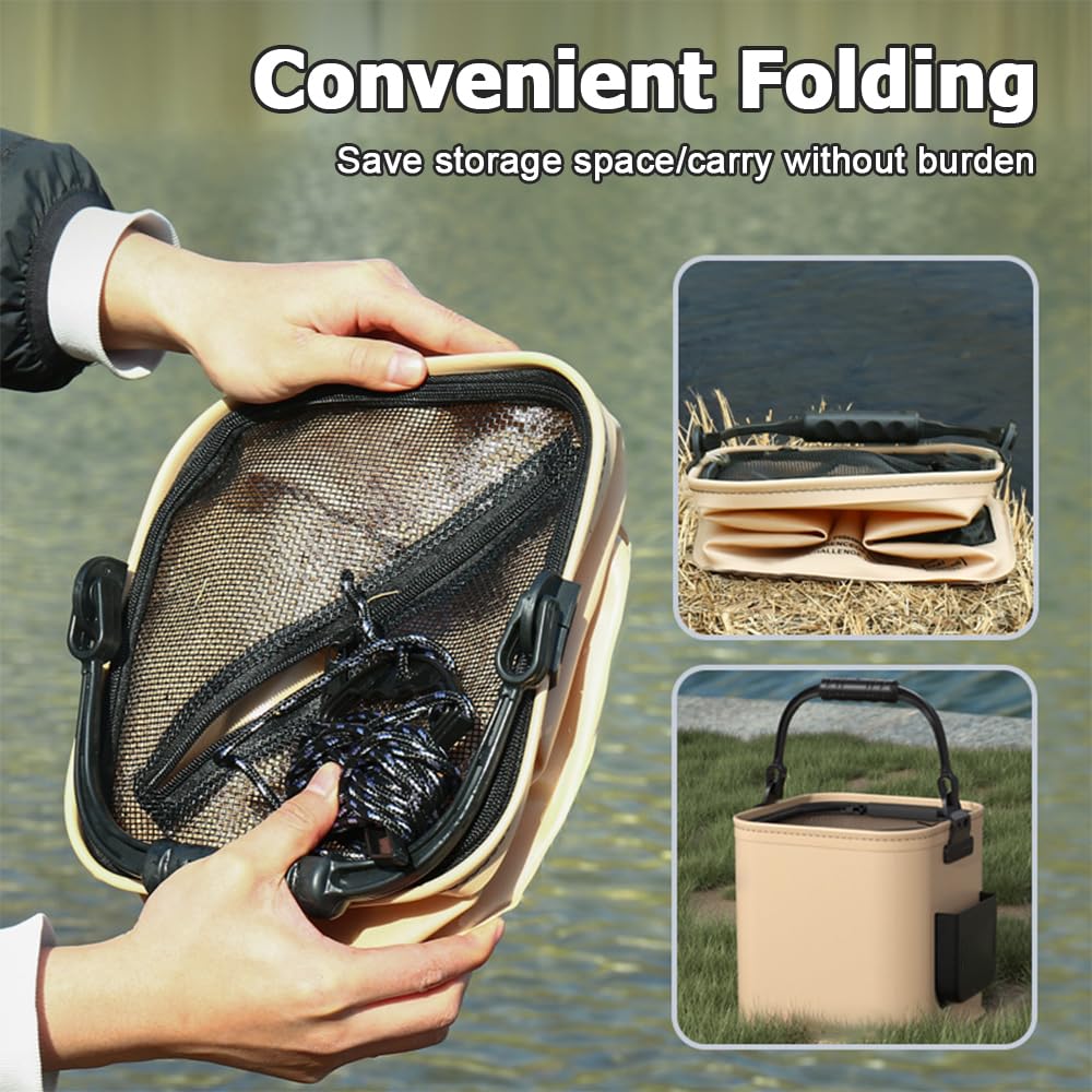 DONGKER Cubo de pesca plegable de 8 L/13 L de EVA, cubo de protección para peces, contenedor multifuncional para pesca en barco y spinning
