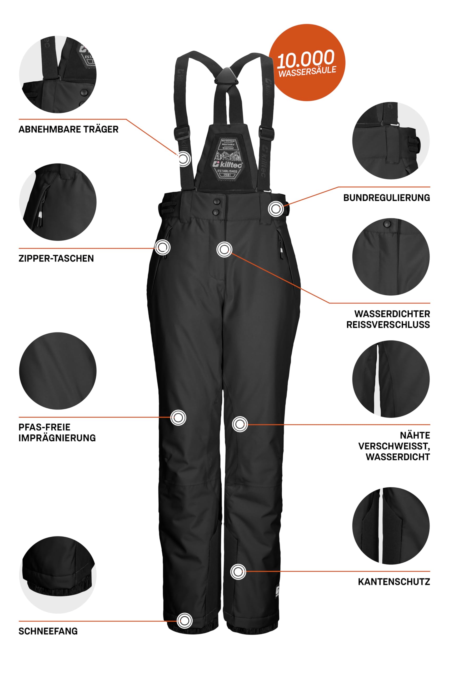 Killtec Mädchen Skihose/Funktionshose mit abnehmbarem Latz, Kantenschutz und Schneefang Ksw 213 Grls Ski Pnts