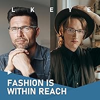 Vista 2 de LKEYE Gafas de lectura multifoco para hombre, sin línea, lector multifocal progresivo, luz azul, marco de metal, lentes trifocales