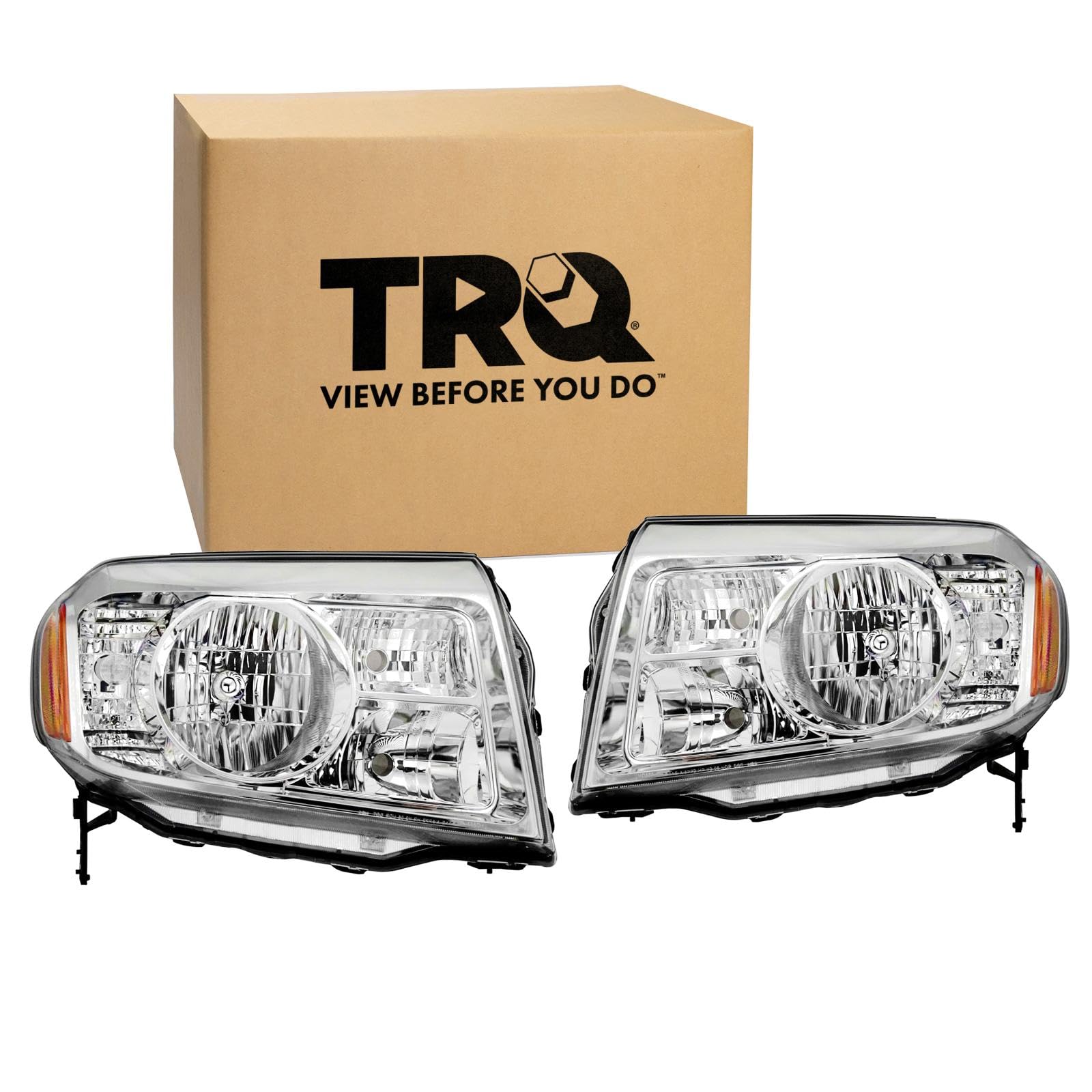 TRQ 2 Piece Headlight Assembly Set Driver &amp; Passenger Side Compatible with 2009-2011 Honda Pilot HO2518125 HO2519125
