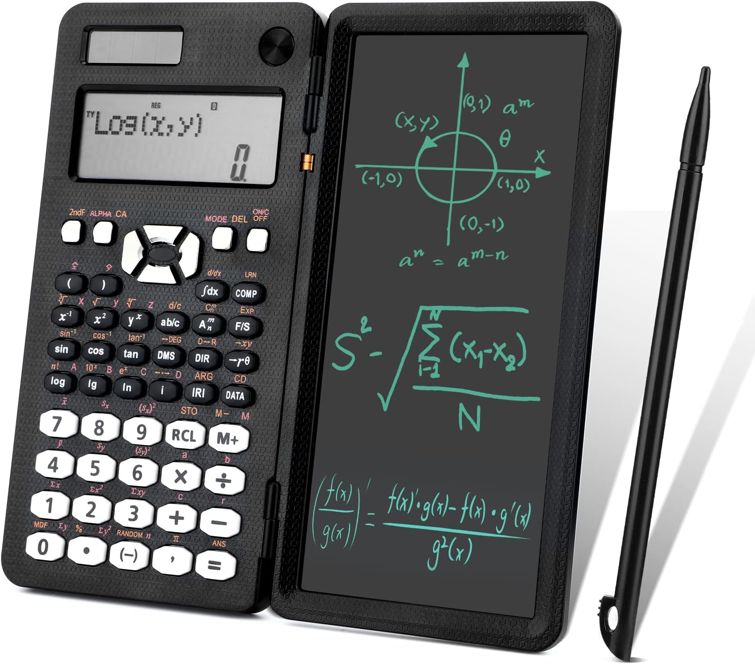 LINGSFIRE Dual Power Scientific Calculator with Writing Tablet, 2 Line