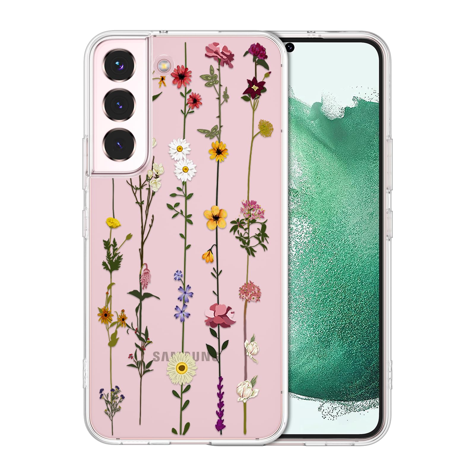ZTOFERA Floral Case for Samsung Galaxy S21,Cute Flower Pattern Case for Girls Women,Flexible Silicone Protective Slim Shockproof Bumper Phone Case for Samsung Galaxy S21,Clear