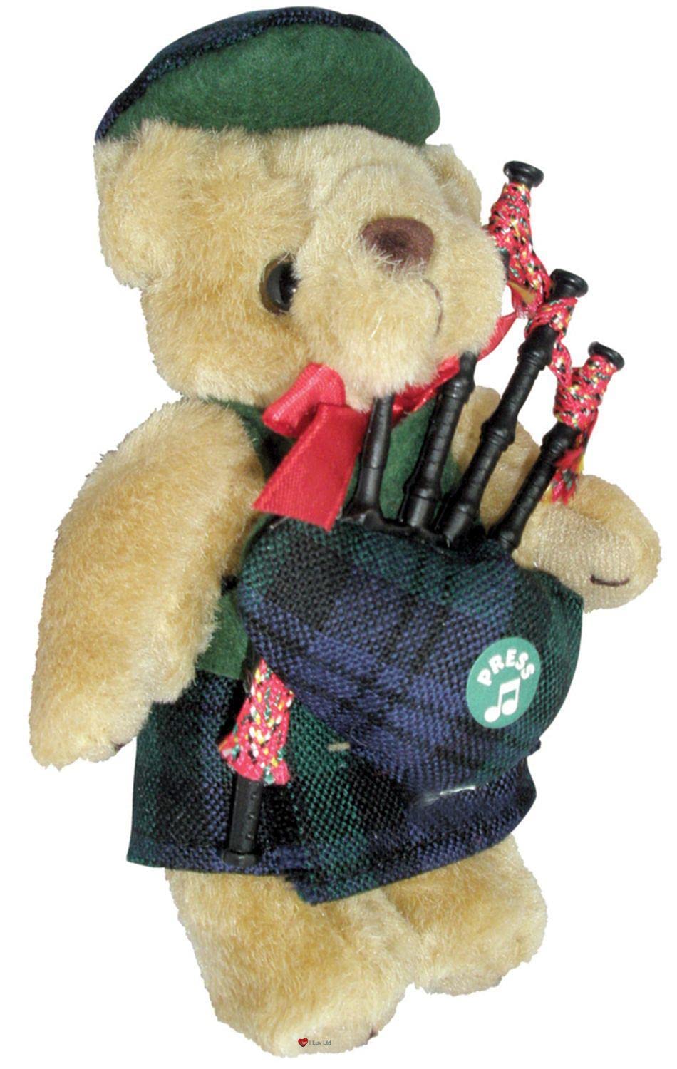 I Luv Ltd Brown Musical Figurine Teddy Bear Scottish Gift For Campbell Tartan Clan, Made In Scotland