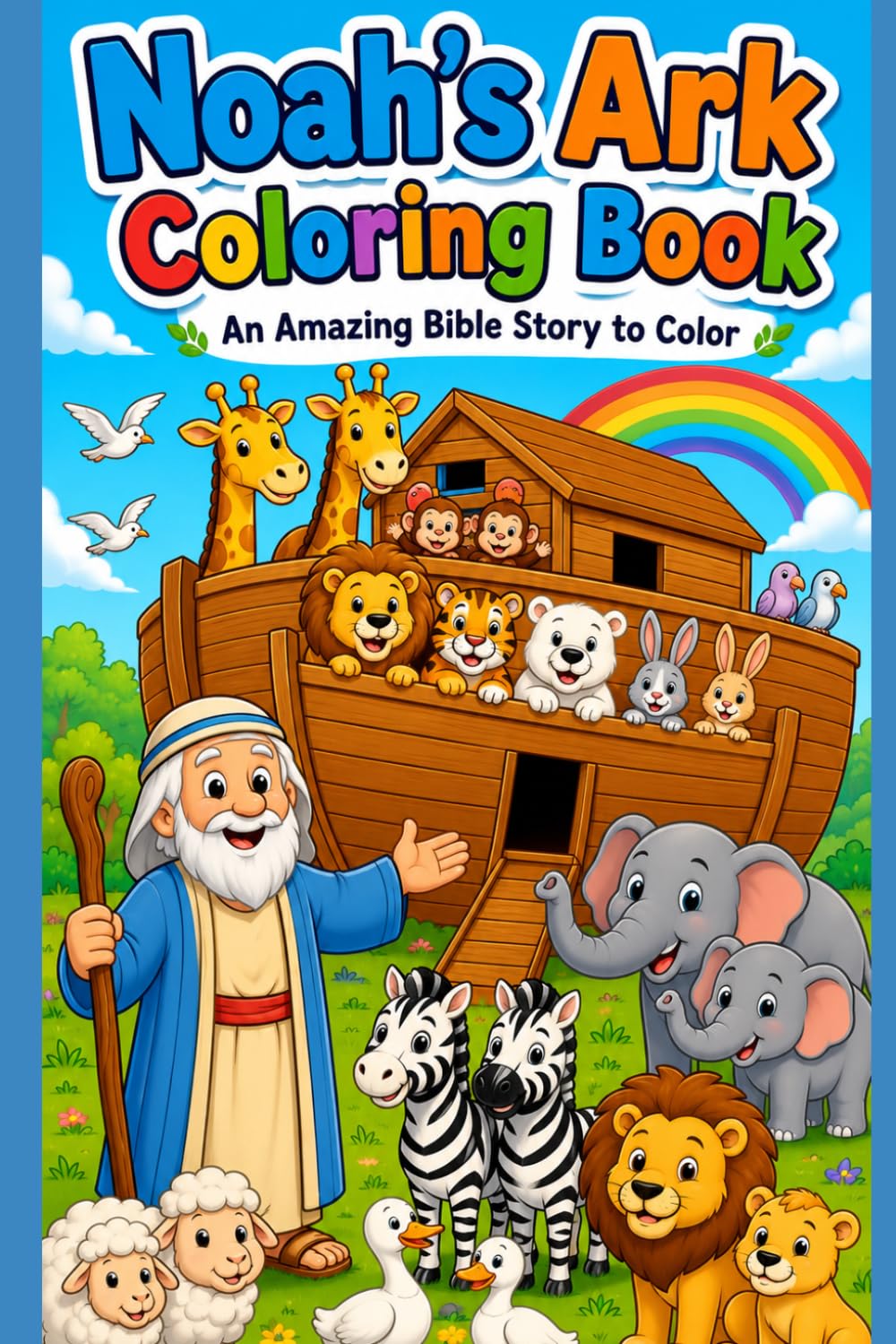Noah's Ark Coloring Book for Kids Ages 4-8: Fun Bible Coloring Book: Featuring Noah, the Ark, Cute Animals, and God's Rainbow Promise