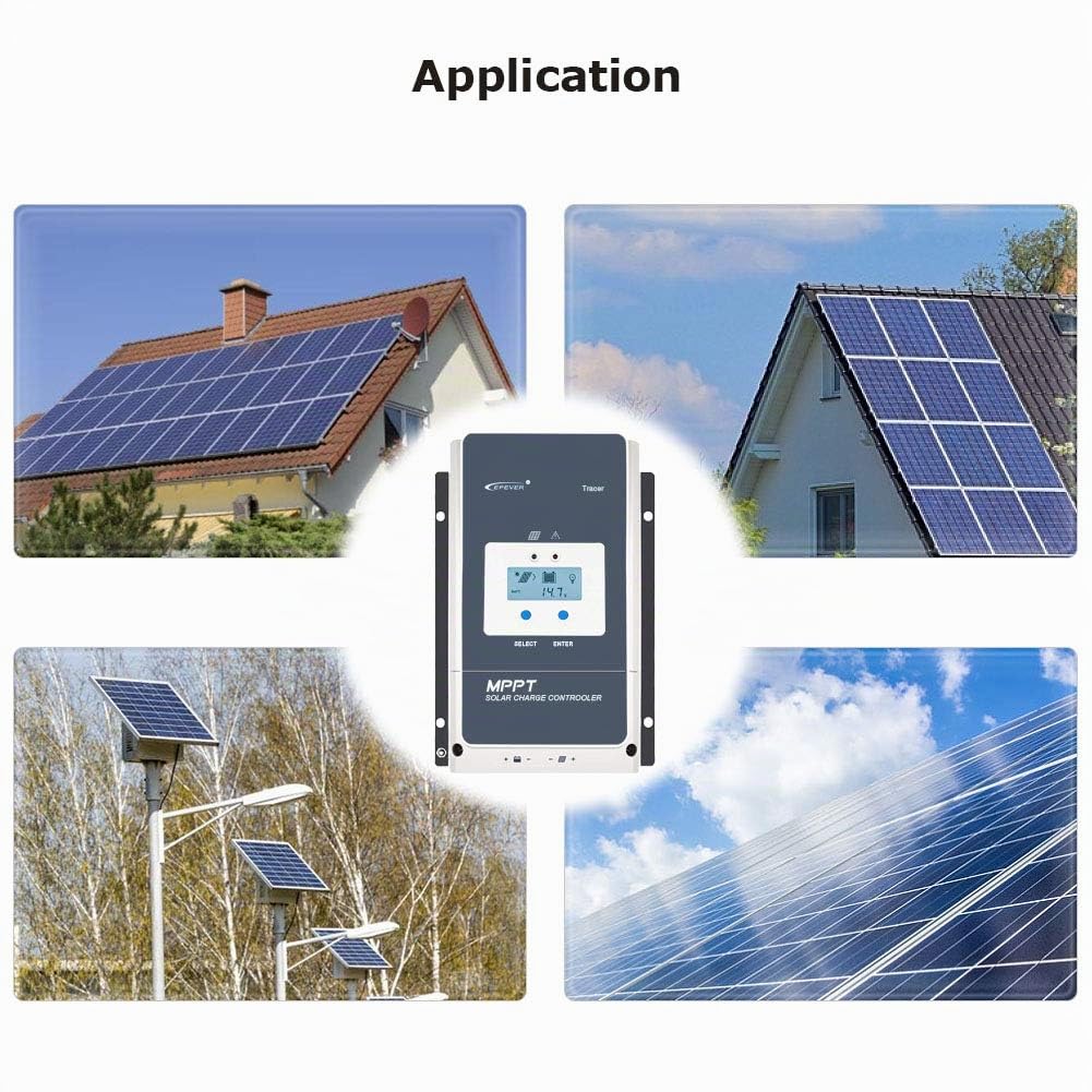 EPEVER 60A MPPT Régulateur de Charge Solaire 12V/24V/36V/48V avec Écran LCD, Tension de Circuit Ouvert Jusqu'à 150V pour Scellé, GEL, Inondé et Utilisateur - Tracer 6415AN