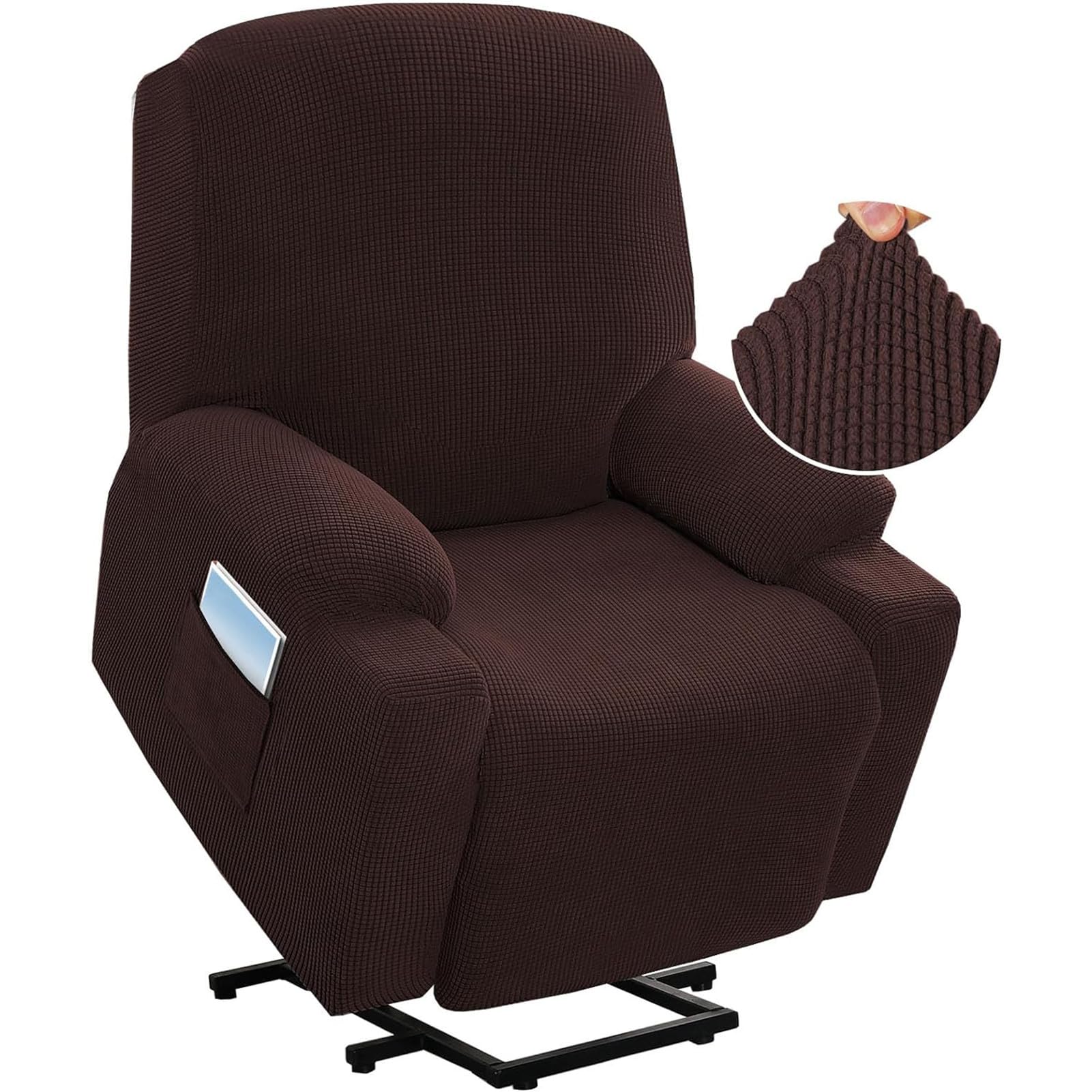 Gyhh Chocolate 1 Piece Reclining Chair Covers Stretch Armchair Covers Spandex Fabric Recliner Sofa Slipcover Sofa Cover For Electric Large Power Lift Recliner Chair Slipcover (Chocolate)